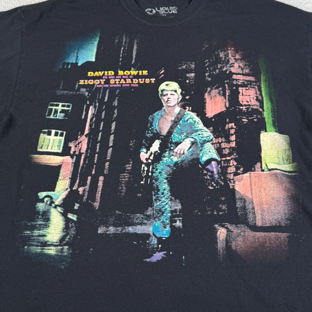 LIQUID BLUE David Bowie Ziggy Stardust T-Shirt XXL Black Short Sleeve Graphic